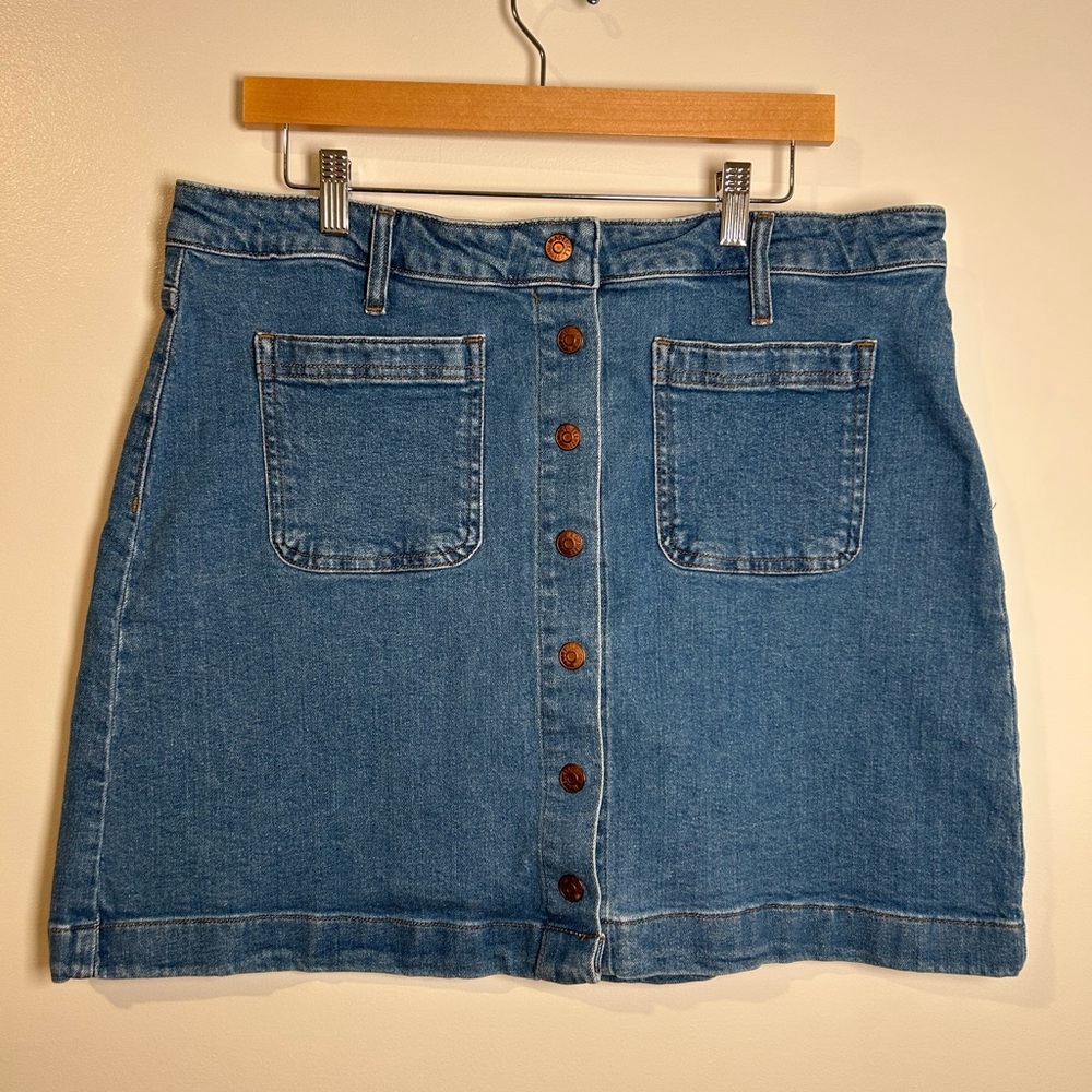 Madewell Denim Button Front Pockets Skirt Size 32